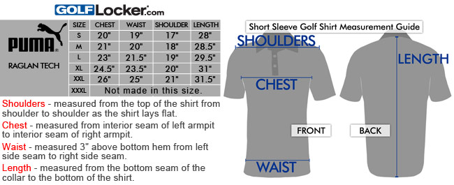 Puma golf 2025 shirt sizing